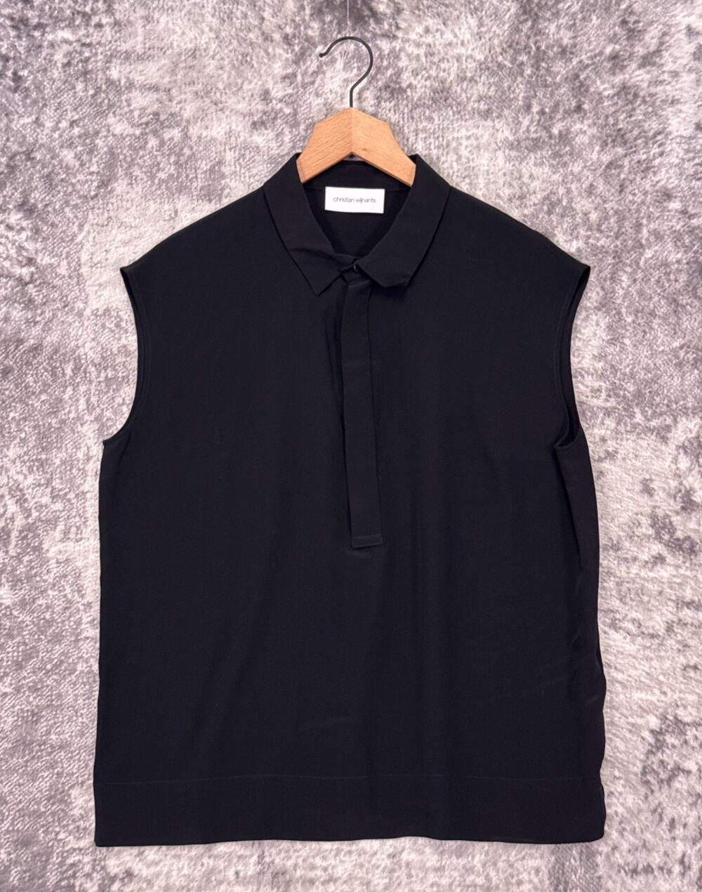 Christian Wijnants Top 40 / US Medium Womens Black Silk Collared Popover Blouse